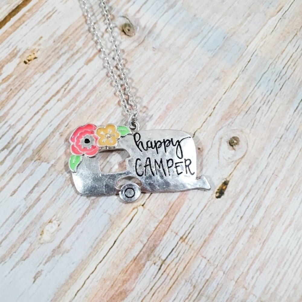 New Silver "Happy Camper" Necklace